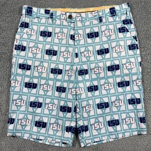 Loudmouth Golf Shorts Mens 34 Blue ISU Indiana State Sycamores All Over Print